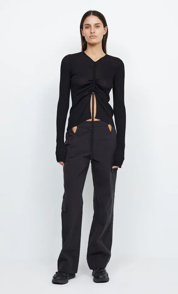 Woman Bec Bridge Long Sleeve LEIGH DRAWCHORD KNIT TOP Black