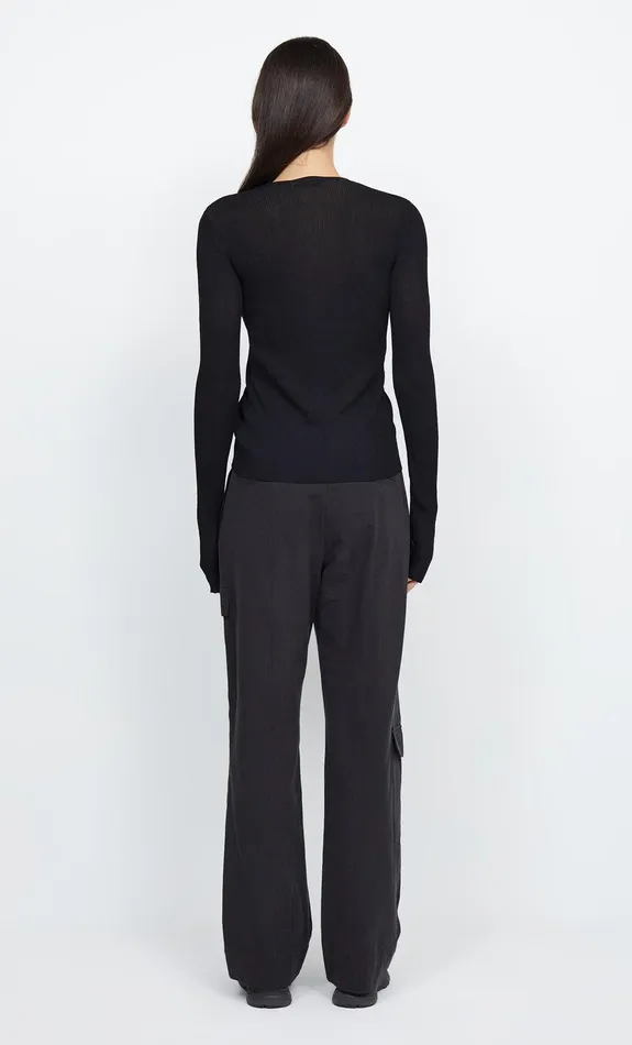 Woman Bec Bridge Long Sleeve LEIGH DRAWCHORD KNIT TOP Black Woman Bec Bridge Long Sleeve LEIGH DRAWCHORD KNIT TOP Black