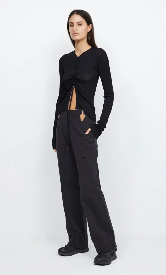 Woman Bec Bridge Long Sleeve LEIGH DRAWCHORD KNIT TOP Black Woman Bec Bridge Long Sleeve LEIGH DRAWCHORD KNIT TOP Black