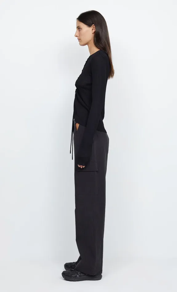Woman Bec Bridge Long Sleeve LEIGH DRAWCHORD KNIT TOP Black Woman Bec Bridge Long Sleeve LEIGH DRAWCHORD KNIT TOP Black