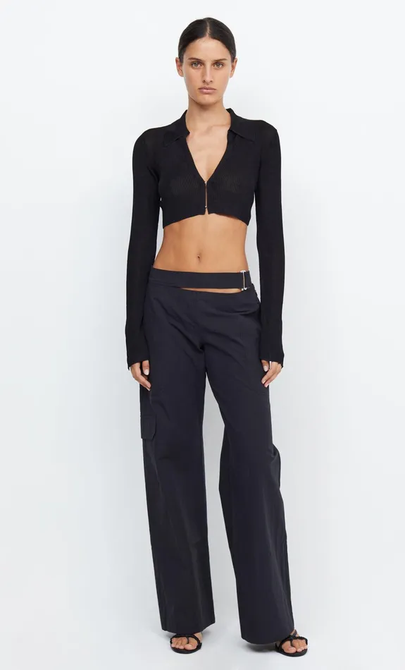 Woman Bec Bridge Long Sleeve TILDA LONG SLEEVE KNIT CROP TOP Black