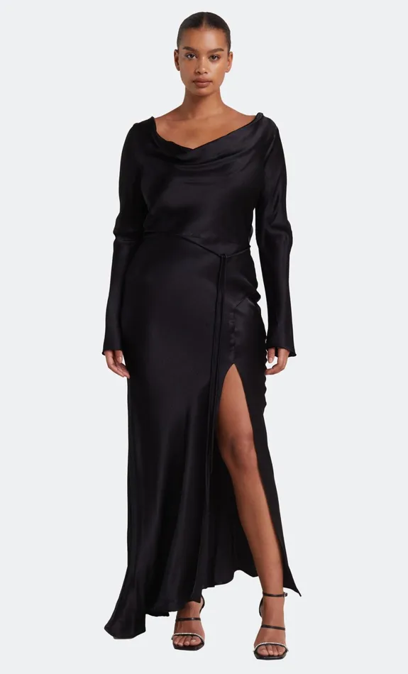Woman Bec Bridge Maxi Dresses MOON DANCE LONG SLEEVE COWL DRESS Black
