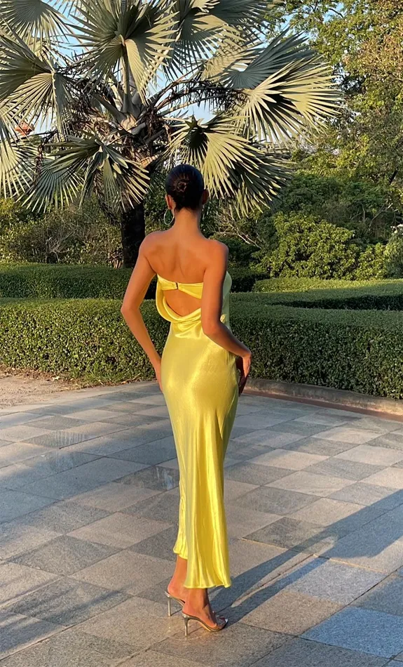 Woman Bec Bridge Maxi Dresses MOON DANCE STRAPLESS DRESS Citron Woman Bec Bridge Maxi Dresses MOON DANCE STRAPLESS DRESS Citron