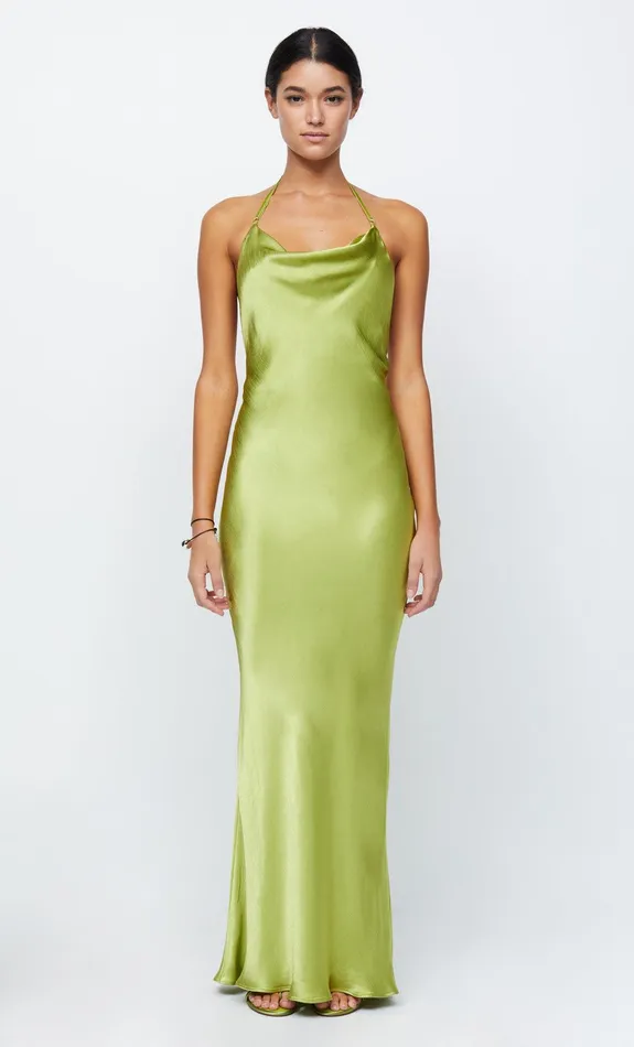 Woman Bec Bridge Maxi Dresses ODESSA HALTER DRESS Chartreuse Green