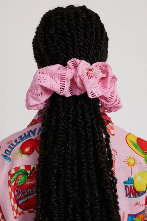 WomenAccessories Hair Accessories Damson Madder Oversized Broderie Scrunchie In Pink