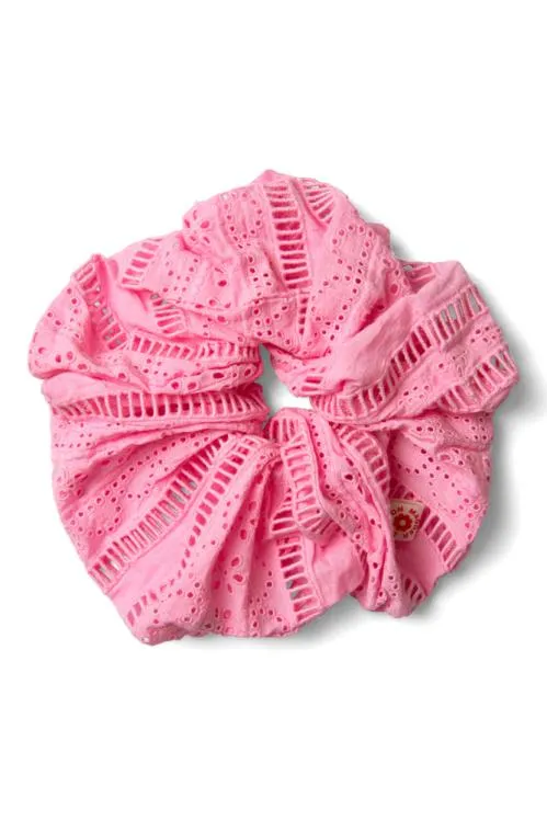 WomenAccessories Hair Accessories Damson Madder Oversized Broderie Scrunchie In Pink
