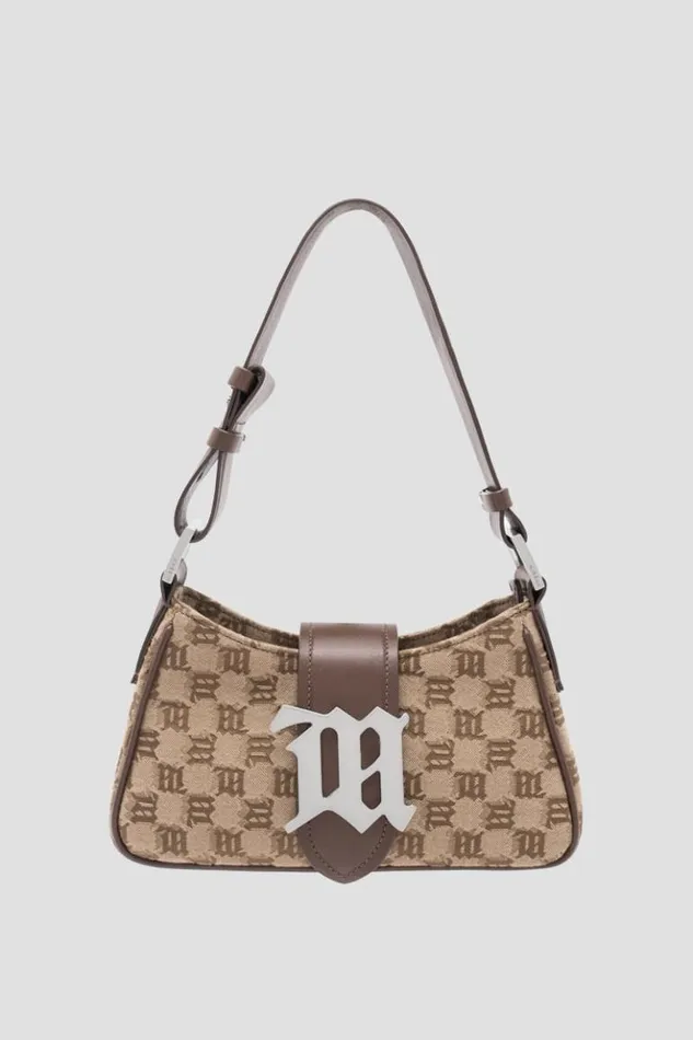 Women Bags MISBHV Jacquard Monogram Shoulder Bag Small Biscotto