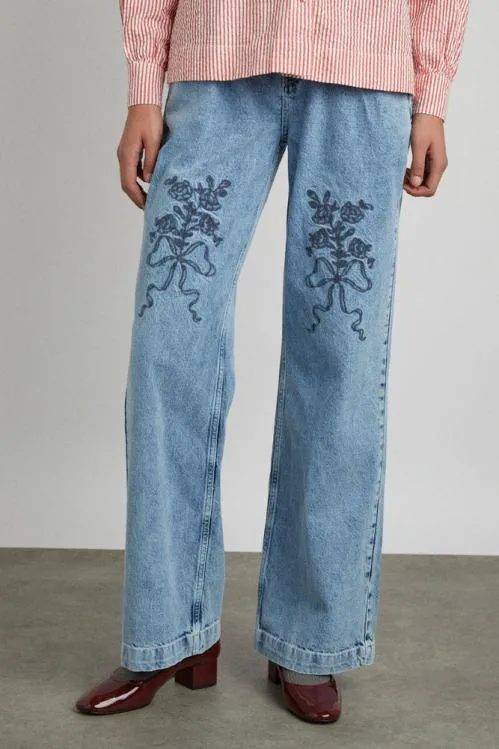 Women Bottoms Damson Madder Babysitter Jean 8211 Embroidered Bow