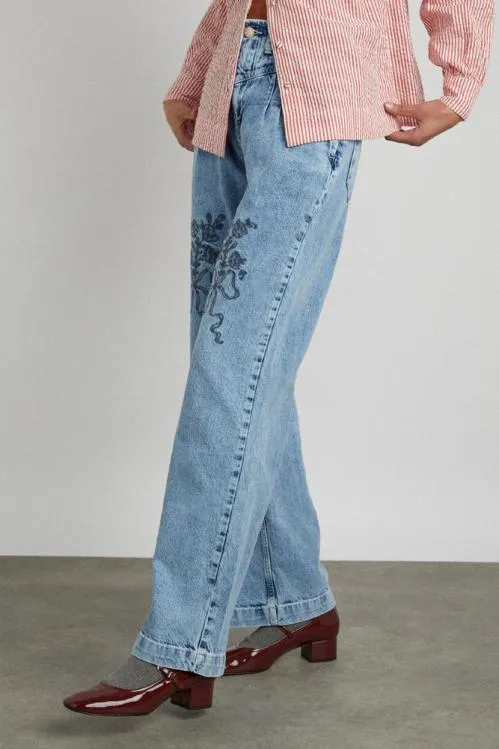 Women Bottoms Damson Madder Babysitter Jean 8211 Embroidered Bow