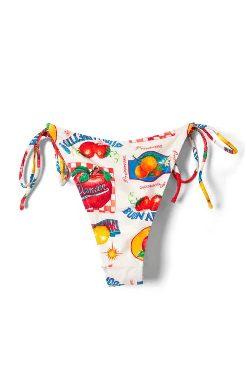 Women Bottoms Damson Madder Tie Side Bikini Bottom 8211 Fruit Labels