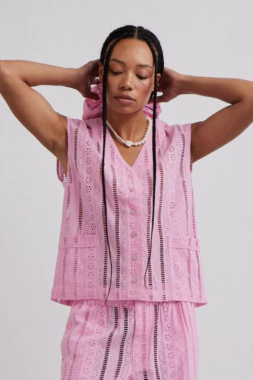 Women Coords Damson Madder Alys Vest 8211 Pink Broderie