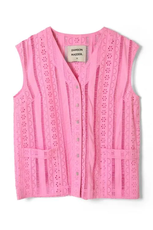 Women Coords Damson Madder Alys Vest 8211 Pink Broderie
