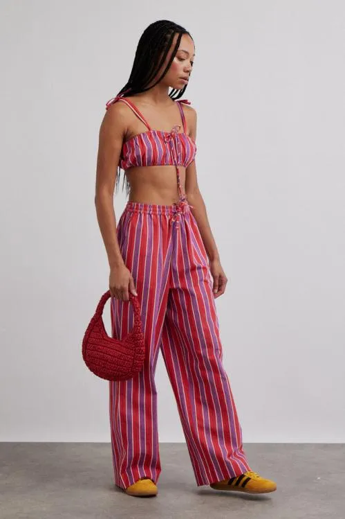 Women Coords Damson Madder Chlo Trousers 8211 Red Stripe