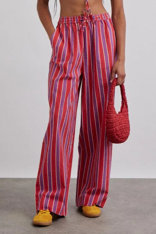 Women Coords Damson Madder Chlo Trousers 8211 Red Stripe