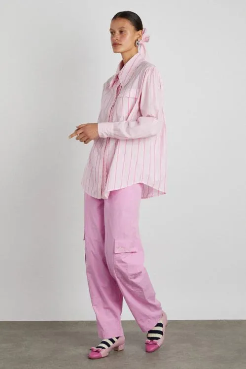 Women Coords Damson Madder Kendall Ruffle Shirt 8211 Pink Stripe Mix