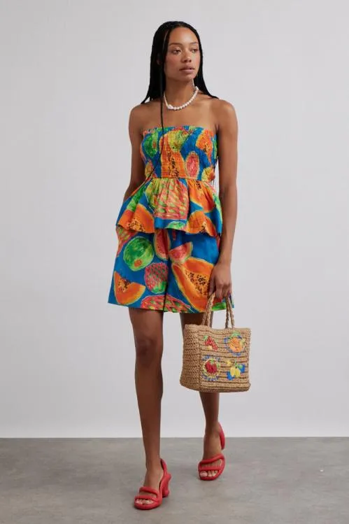 Women Coords Damson Madder Pull On Shorts 8211 Papaya Print