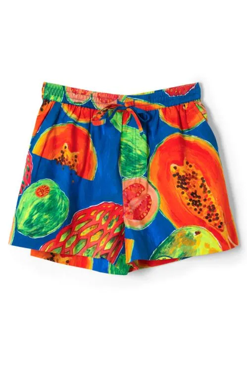 Women Coords Damson Madder Pull On Shorts 8211 Papaya Print
