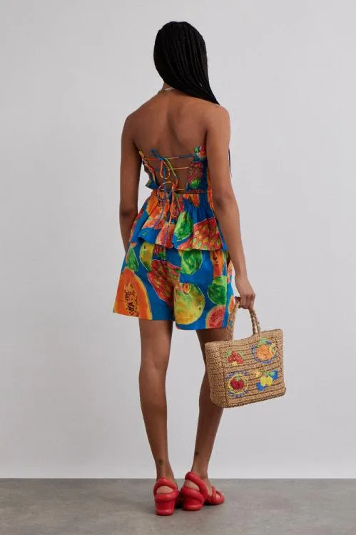 Women Coords Damson Madder Pull On Shorts 8211 Papaya Print