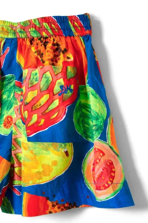 Women Coords Damson Madder Pull On Shorts 8211 Papaya Print