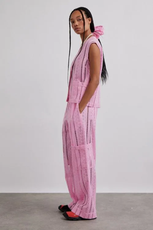 Women Coords Damson Madder Vacation Pants 8211 Pink Broderie