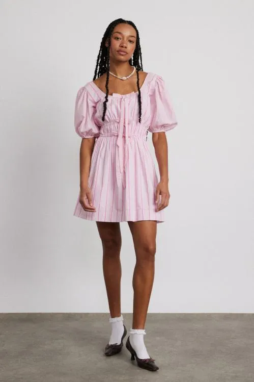 Women Dresses Damson Madder Amelie Mini Dress 8211 Pink Stripe