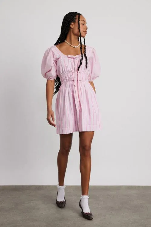 Women Dresses Damson Madder Amelie Mini Dress 8211 Pink Stripe