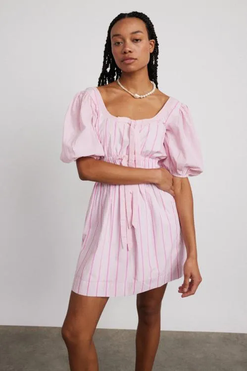 Women Dresses Damson Madder Amelie Mini Dress 8211 Pink Stripe