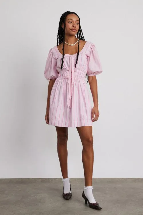 Women Dresses Damson Madder Amelie Mini Dress 8211 Pink Stripe