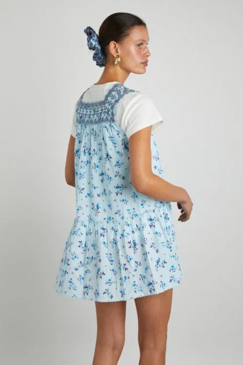Women Dresses Damson Madder Bliss Mini Dress 8211 Vintage Blue Floral