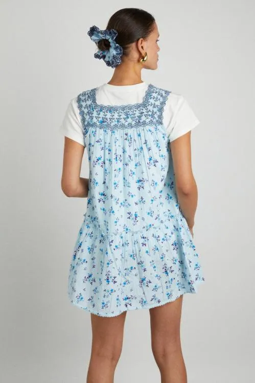 Women Dresses Damson Madder Bliss Mini Dress 8211 Vintage Blue Floral