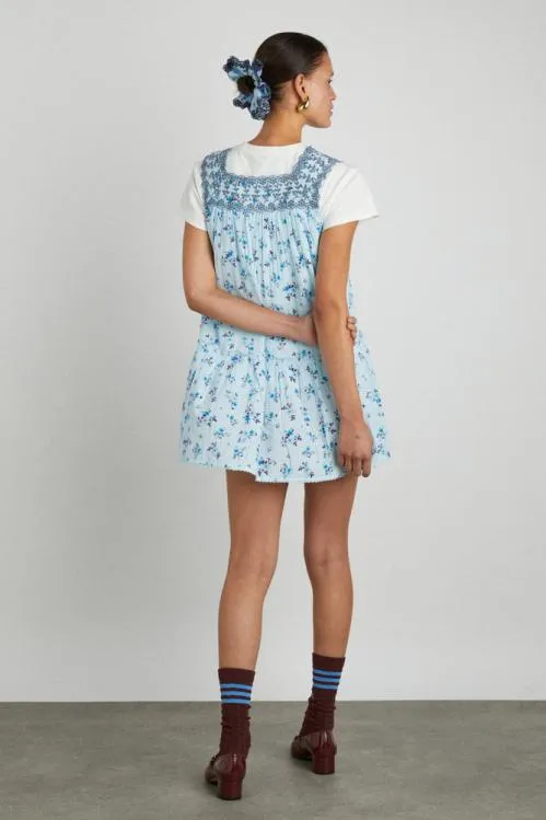 Women Dresses Damson Madder Bliss Mini Dress 8211 Vintage Blue Floral