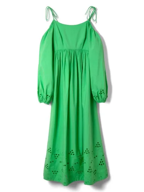 Women Dresses Damson Madder Edwina Green Broderie Bardot Midi Dress