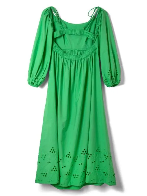 Women Dresses Damson Madder Edwina Green Broderie Bardot Midi Dress