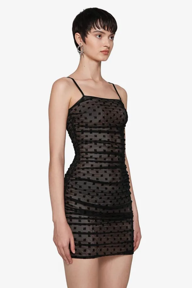 Women Dresses MISBHV Mesh Monogram Draped Mini Dress Black
