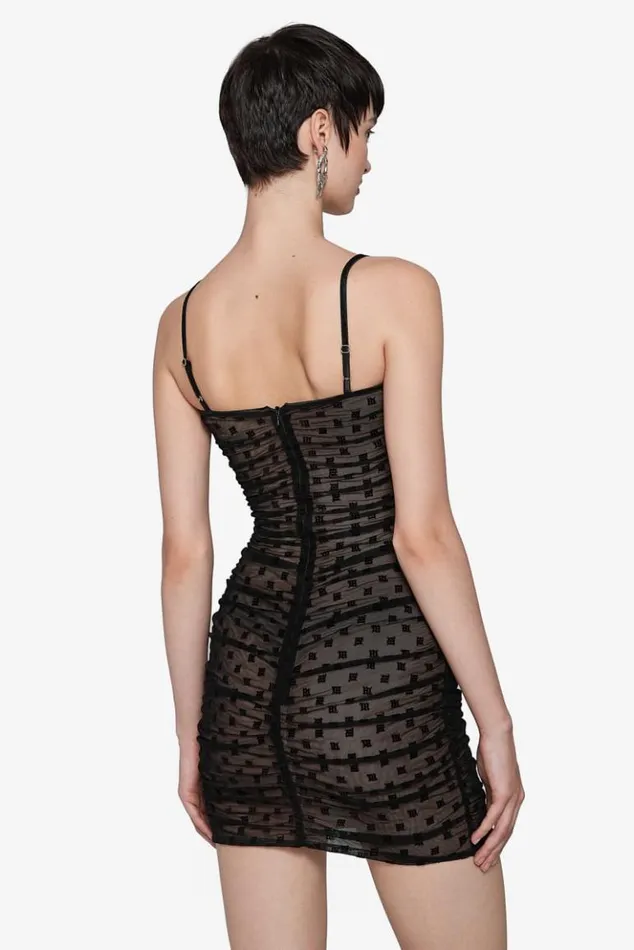 Women Dresses MISBHV Mesh Monogram Draped Mini Dress Black