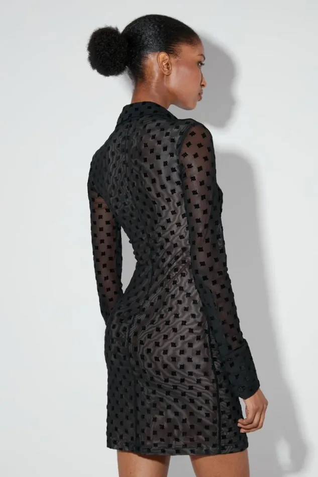 Women Dresses MISBHV Mesh Monogram Shirt Dress Black