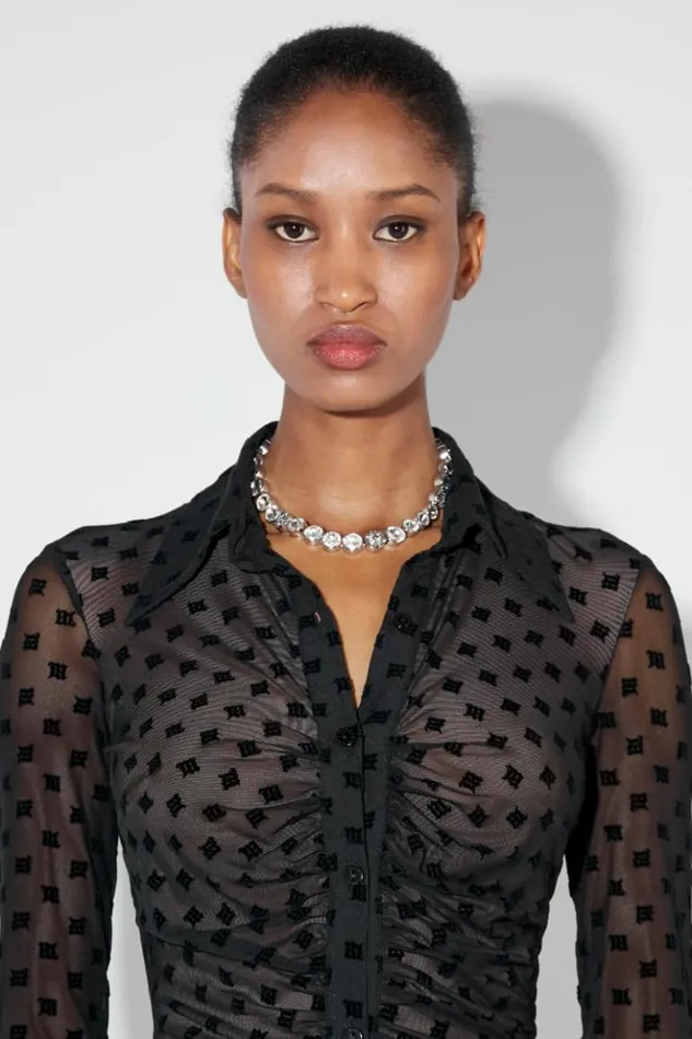 Women Dresses MISBHV Mesh Monogram Shirt Dress Black