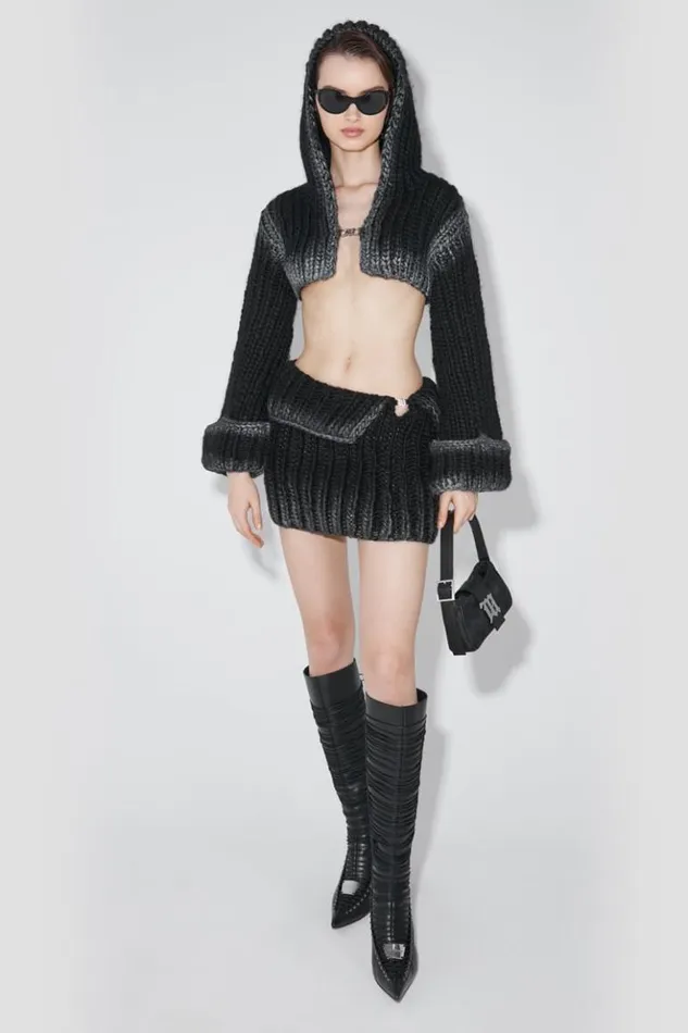 Women Knitwear MISBHV Bulky Wax Knitted Mini Skirt Black