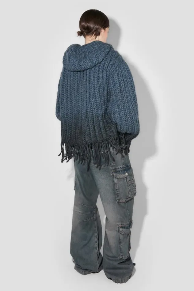 Women Knitwear MISBHV Coated Bulky Knitted Hoodie Denim Blue