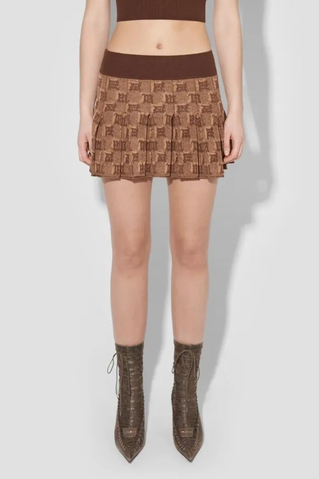Women Knitwear MISBHV Knitted Monogram Pleated Skirt Brown