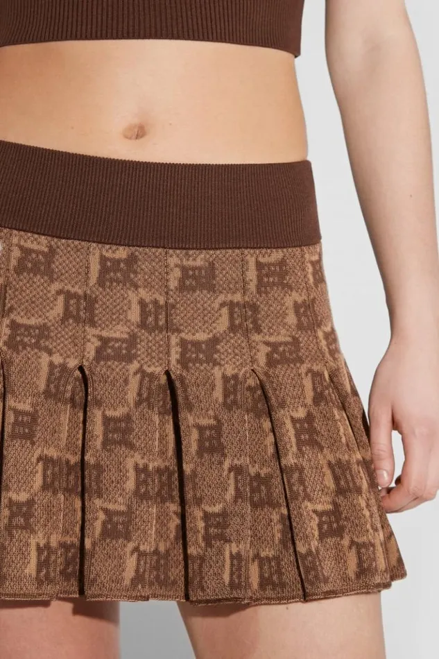 Women Knitwear MISBHV Knitted Monogram Pleated Skirt Brown