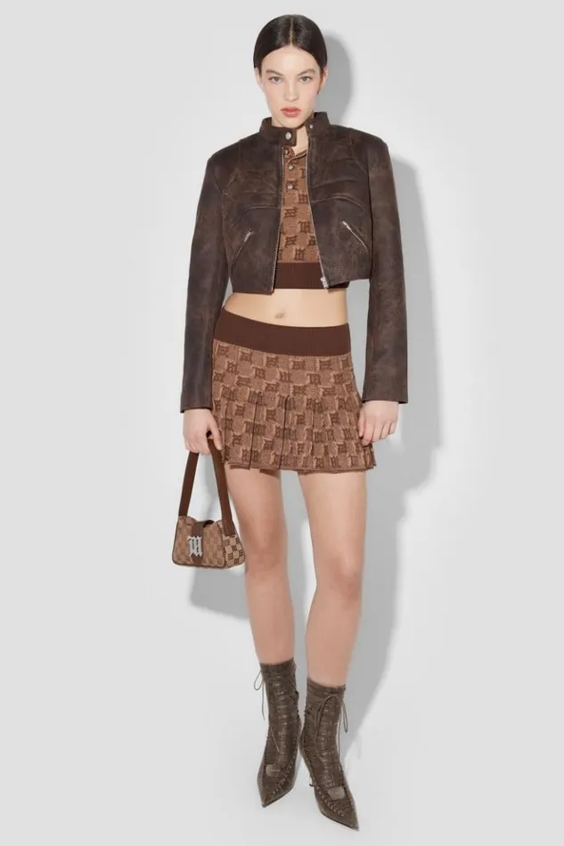Women Knitwear MISBHV Knitted Monogram Pleated Skirt Brown
