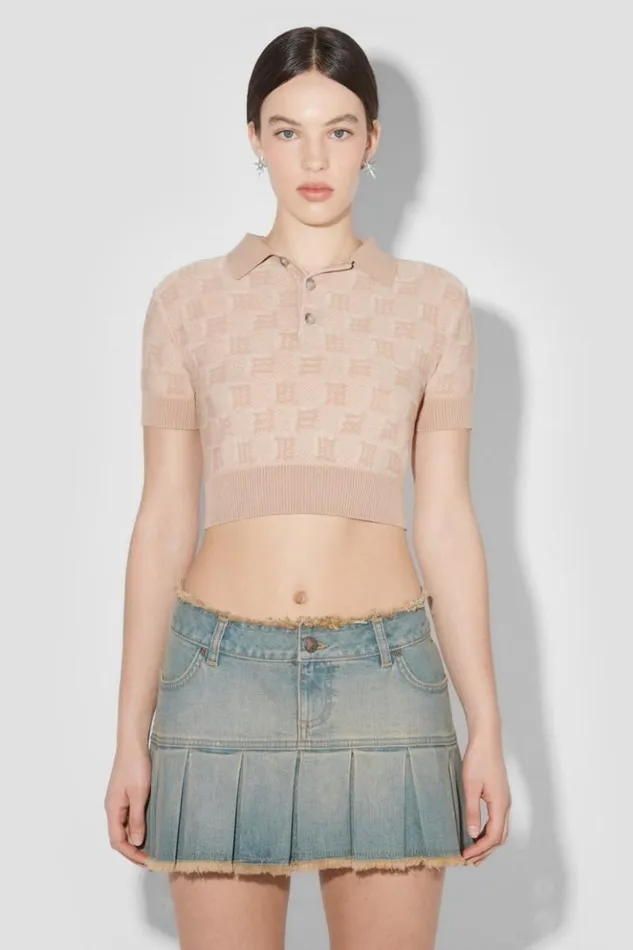 Women Knitwear MISBHV Knitted Monogram Polo Top Stone