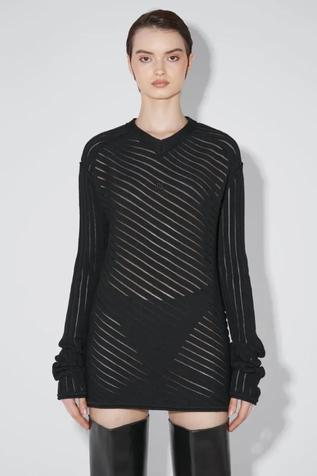 Women Knitwear MISBHV Monofilament Pinstripe Knitted Longsleeve Black