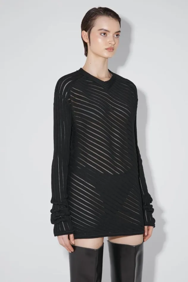 Women Knitwear MISBHV Monofilament Pinstripe Knitted Longsleeve Black