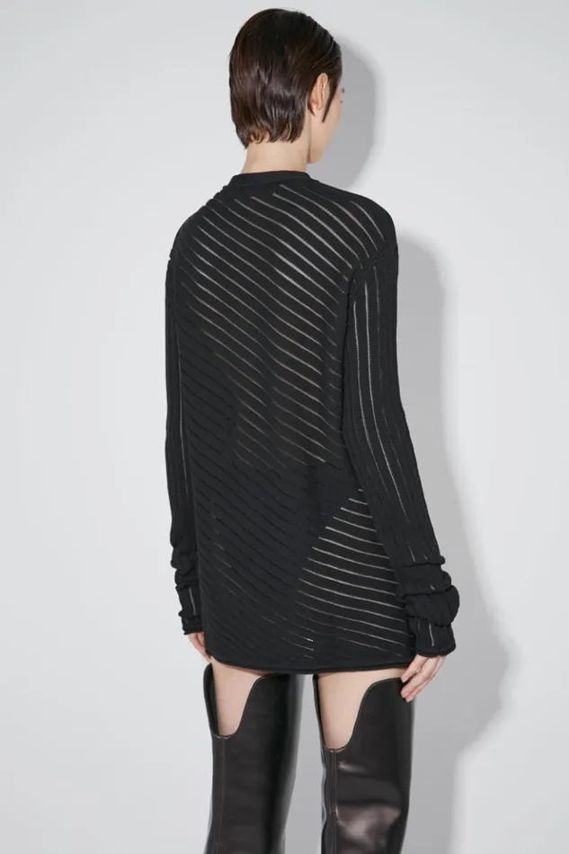 Women Knitwear MISBHV Monofilament Pinstripe Knitted Longsleeve Black