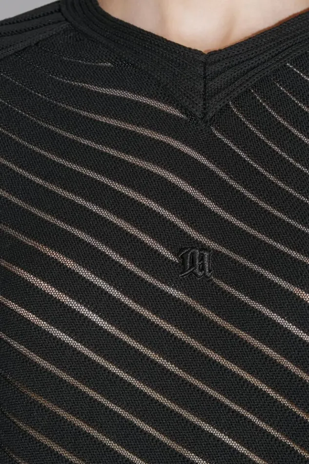 Women Knitwear MISBHV Monofilament Pinstripe Knitted Longsleeve Black