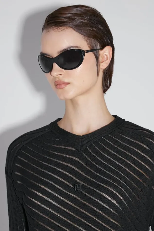 Women Knitwear MISBHV Monofilament Pinstripe Knitted Longsleeve Black