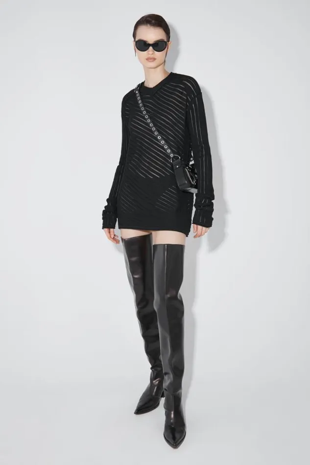 Women Knitwear MISBHV Monofilament Pinstripe Knitted Longsleeve Black