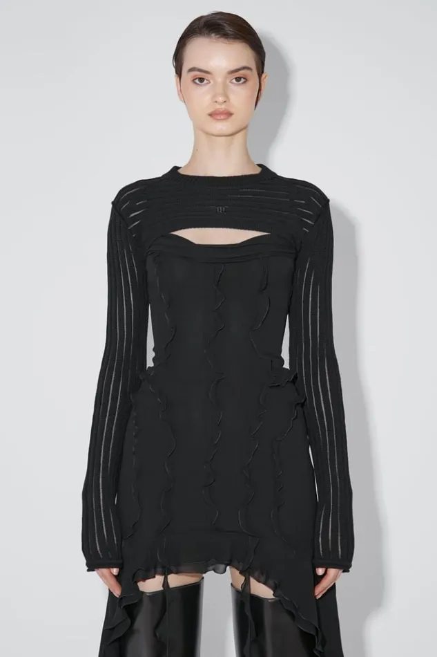 Women Knitwear MISBHV Monofilament Pinstripe Shrug Black